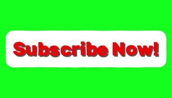 Red Subscribe Now Text Animation on Green Screen video