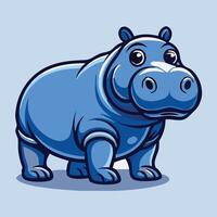 A cartoon hippopotamus standing cheerfully shows his delightful character on a light background vector