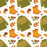 Autumn pattern with sweaters and boots vector