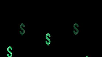 An animated green dollar symbol floating upwards on a transparent background. Ideal for financial content, banking, online business, investing, sales, income, and economic growth. video