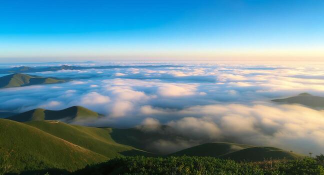 A view of the mountains and clouds from a high point photo