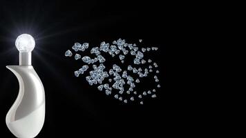 Elegant Perfume Bottle Sprays Sparkling Heart-Shaped Diamonds, Glamorous Scent Bottle Sparkling Love Beauty Product Design, Exquisite Bottle Gems Love Potion Visual High End Product video