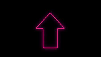 Dynamic Neon Up Arrow Animation with Seamless Color Transitions on Black Background, Neon Pink Up Arrow Glowing Directional Symbol Progress Ascent, Digital Growth Icon Bright Upward Pointer Techn video
