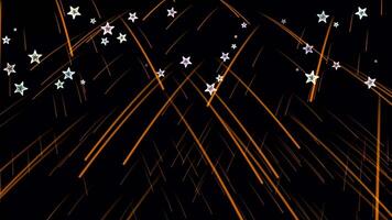 resumen animación de radiante líneas y espumoso estrellas en negro antecedentes - dinámica movimiento gráficos visual efecto video