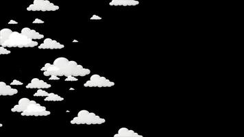 Animated Cartoon Clouds Drifting And Floating Across A Solid Black Background - Simple Visual Effect For Motion Graphics And Backgrounds,cartoon White Clouds Floating On A Black Background, Perfect Fo video