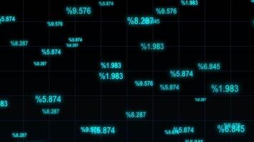Abstract Digital Grid with Glowing Blue Percentage Numbers Flying animation,Digital Percent Values and Statistics.Data Visualization Percentages and Digital Gr video