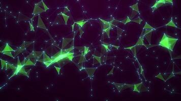 Network Pattern Blockchain Internet Visual Tech Background, Cybernetic Network Pattern Blockchain Internet Visual Tech Background, Geometric Particle Flow Abstract Green Nodes Global Connecti video