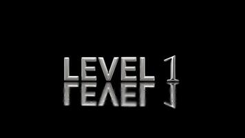 Metallic 'LEVEL 1' Title Card Animation with Reflective Surface on Black Background video