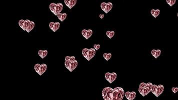 Loop,Scattered Pink Diamond Hearts Luxury Romance Background, Glamorous Pink Crystal Hearts Love Bling Romantic Pattern, Luxury Valentine's Day Glittering Heart Gems Wealth Affection video