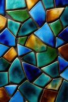 Irregular shapes compose colorful abstract mosaic artwork photo