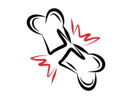 Broken Bones Fracture Hand Drawn Icon, Doodle Sketch Illustration vector