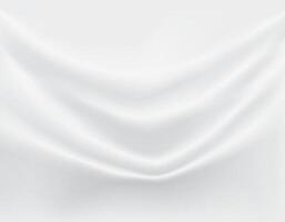 Close-up texture of smooth white silk material. Shiny white background with smooth texture of fabric folds. Textile pattern. vector
