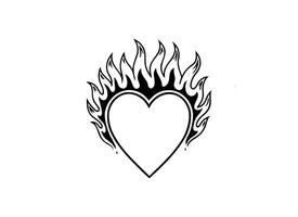 Heart on Fire Illustration Tribal Flame Design vector
