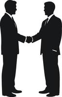 Businessmen Handshake Silhouette - Partnership and Deal Concept vector