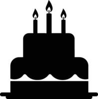 Birthday Cake with Three Candles Silhouette - Celebration Concept vector