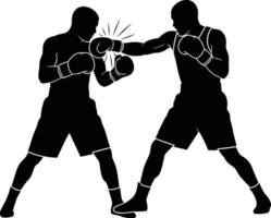 Boxers Punching Silhouette - Dynamic Combat Sport vector