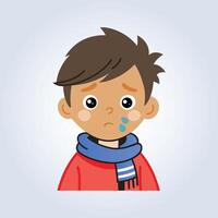 An illustration of a sick child vector