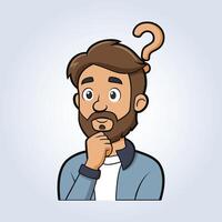 An illustration of a man with a beard with a question mark art vector