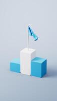 Competition ranking podium steps with flag on it, 3d rendering. video