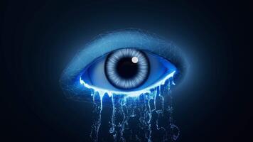 An eye in the dark with vfx particle video