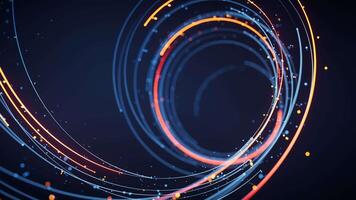 giratorio brillante vórtice línea y partículas fondo, 3d representación. video