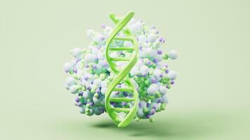 Biological DNA and organic protein structure, 3d rendering. video