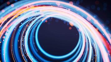 giratorio brillante vórtice líneas y partículas antecedentes. video