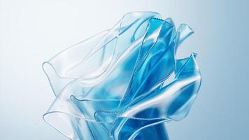 Flowing transparent blue multilayer cloth backgrounds, 3d rendering. video