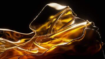 Flowing transparent golden multilayer cloth background, 3d rendering. video