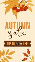 Vertical banner for autumn sale with fall leaves. illustration for fall sales and special offers vector