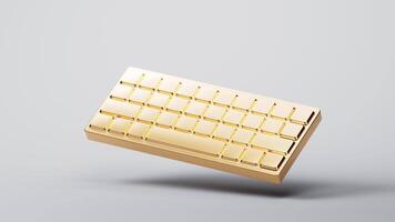 A golden computer keyboard, 3d rendering. video