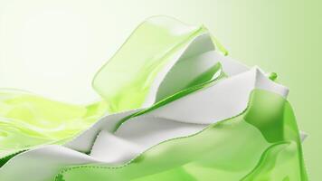 Flowing transparent green multilayer cloth background. video