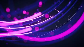 Rotating glowing purple vortex lines and particles background, 3d rendering. video