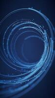 Rotating glowing vortex lines and particle background, 3d rendering. video