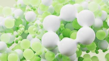 Chemical molecule with particles spheres background, 3d rendering. video