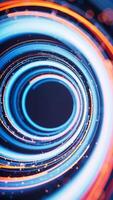 Rotating glowing vortex lines and particles background, 3d rendering video