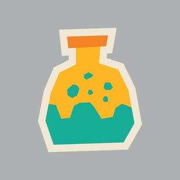 Erlenmeyer Flask Sticker with Flat Soft Color Palette in Cutout Style vector