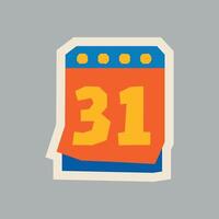 Calendar Sticker with Flat Soft Color Palette in Cutout Style vector