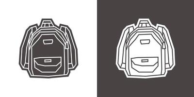 Backpack Icon in Simple Black Filled and White Filled Cutout Style vector