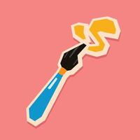 Pointed Brush Sticker with Flat Soft Color Palette in Cutout Style vector