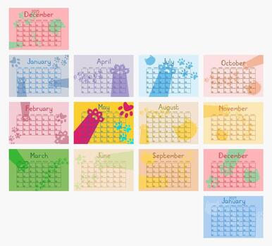 2026 editable and customizable cat calander template vector