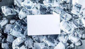 Card Trapped in Melting Ice Over Steel photo