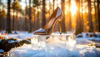 Glass Heels on Melting Ice Block photo