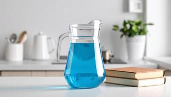 Plain Book Submerged in Blue Water Pitcher photo