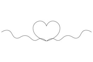 Minimalist Heart with Wings Single Line Art, Romantic Continuous, Line Drawing vector