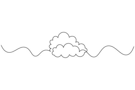 Cloud Computing Continuous Line Art Laptop and, Cloud Connection Illustration vector