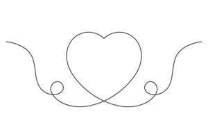 Elegant Heart Divider, Continuous Single Line Art Love Border for Cards Invitations vector