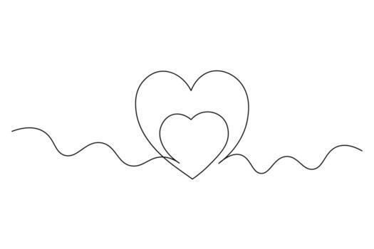 Minimalist Heart with Wings Single, Line Art Romantic Continuous Line Drawing vector