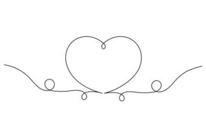 Elegant Heart Divider. Continuous Single Line Art Love Border for Cards Invitations vector