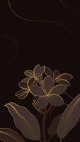 Vertical linear floral illustration on a dark background vector